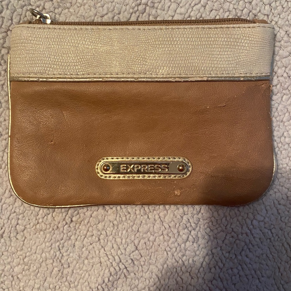 Express Tan and Cream Leather Pouch